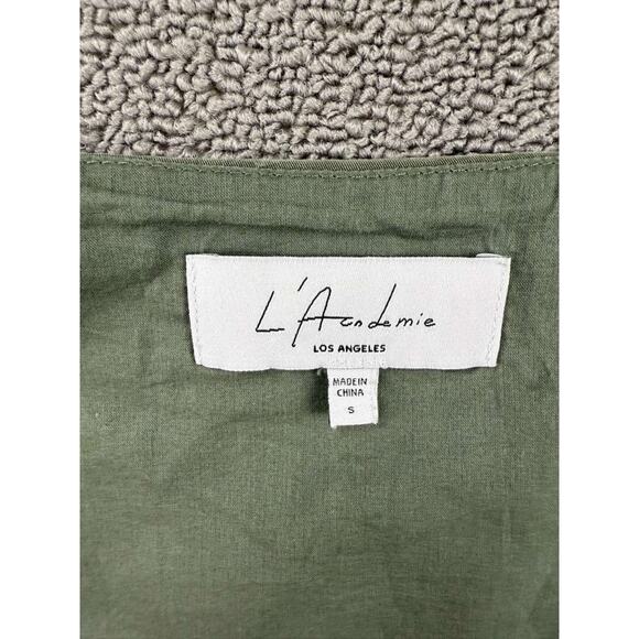 L Academie Blouse Women S Green Lace Up Long Sleeve Cropped Puff Victorian Style - Picture 3 of 7